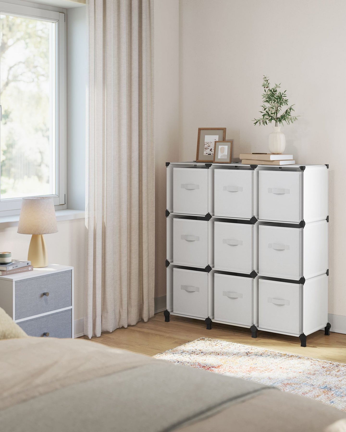 Cube Storage Organiser - Non-Woven Fabric - Cloud White - Customisable Shape with 9 Storage Boxes