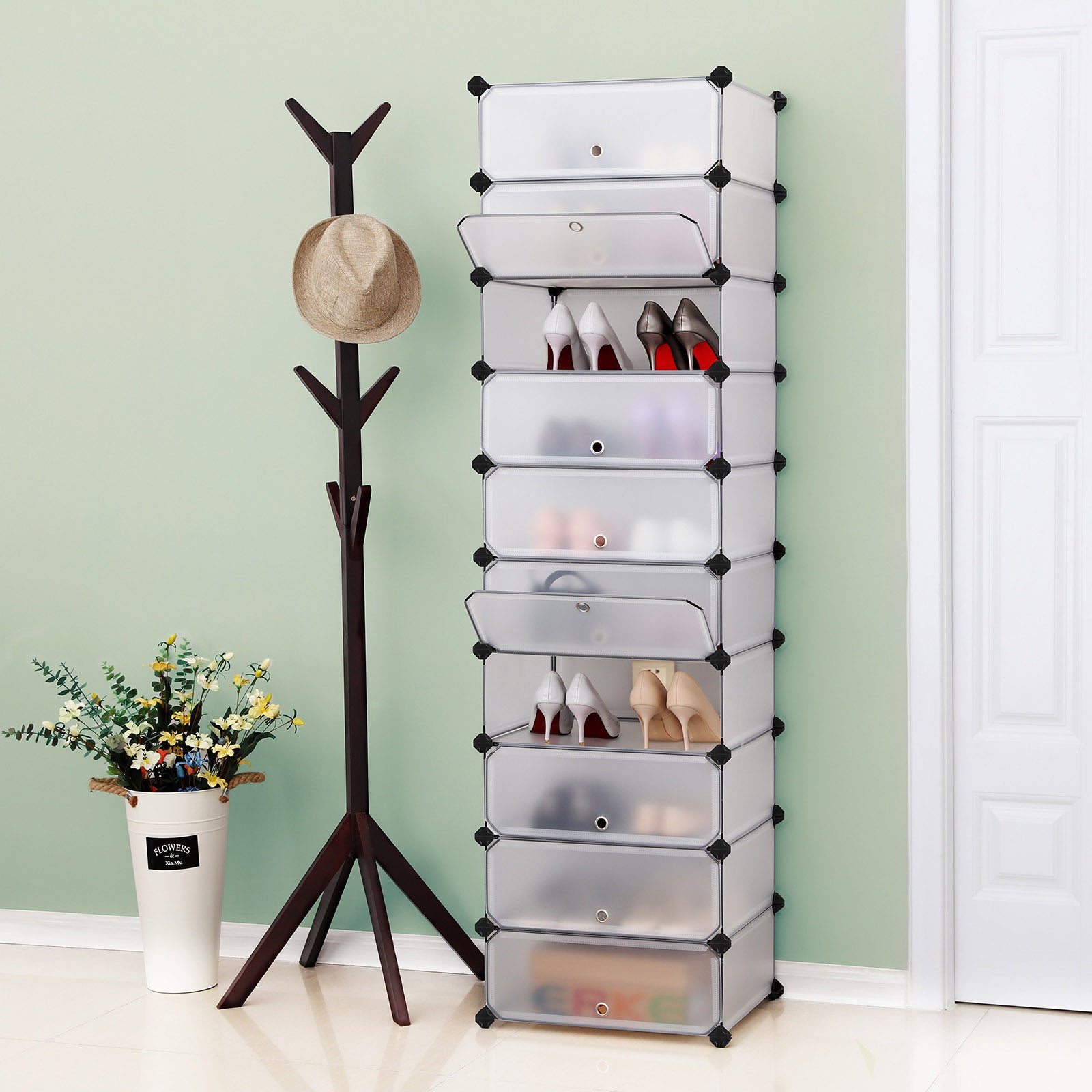 10 Tiers Cube Organiser - PP plastic + ABS plastic - Transparent
