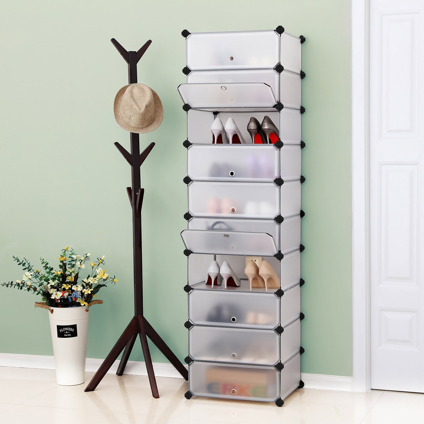 10 Tiers Cube Organiser - PP plastic + ABS plastic - Transparent