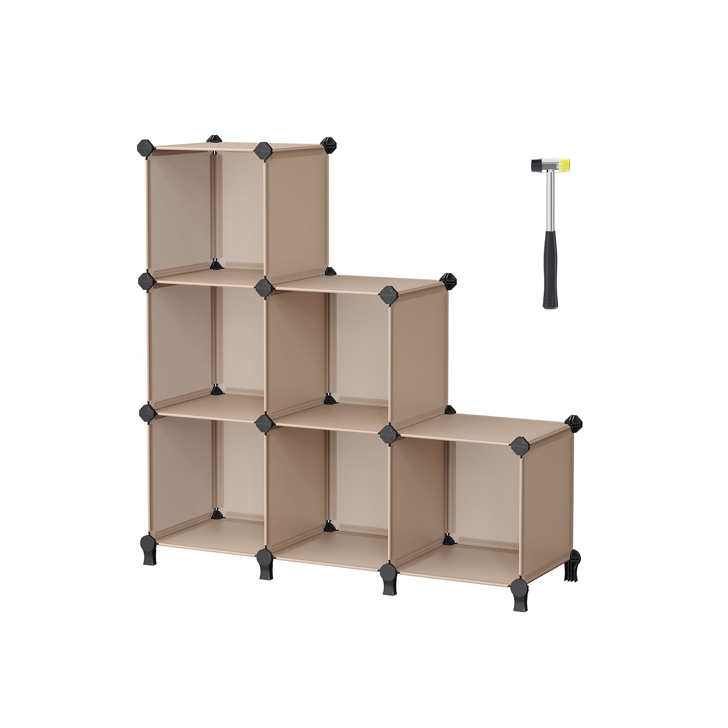 6 Cube Storage Unit - Plastic - Cream White - Multi-functional Organizer with Metal Grid