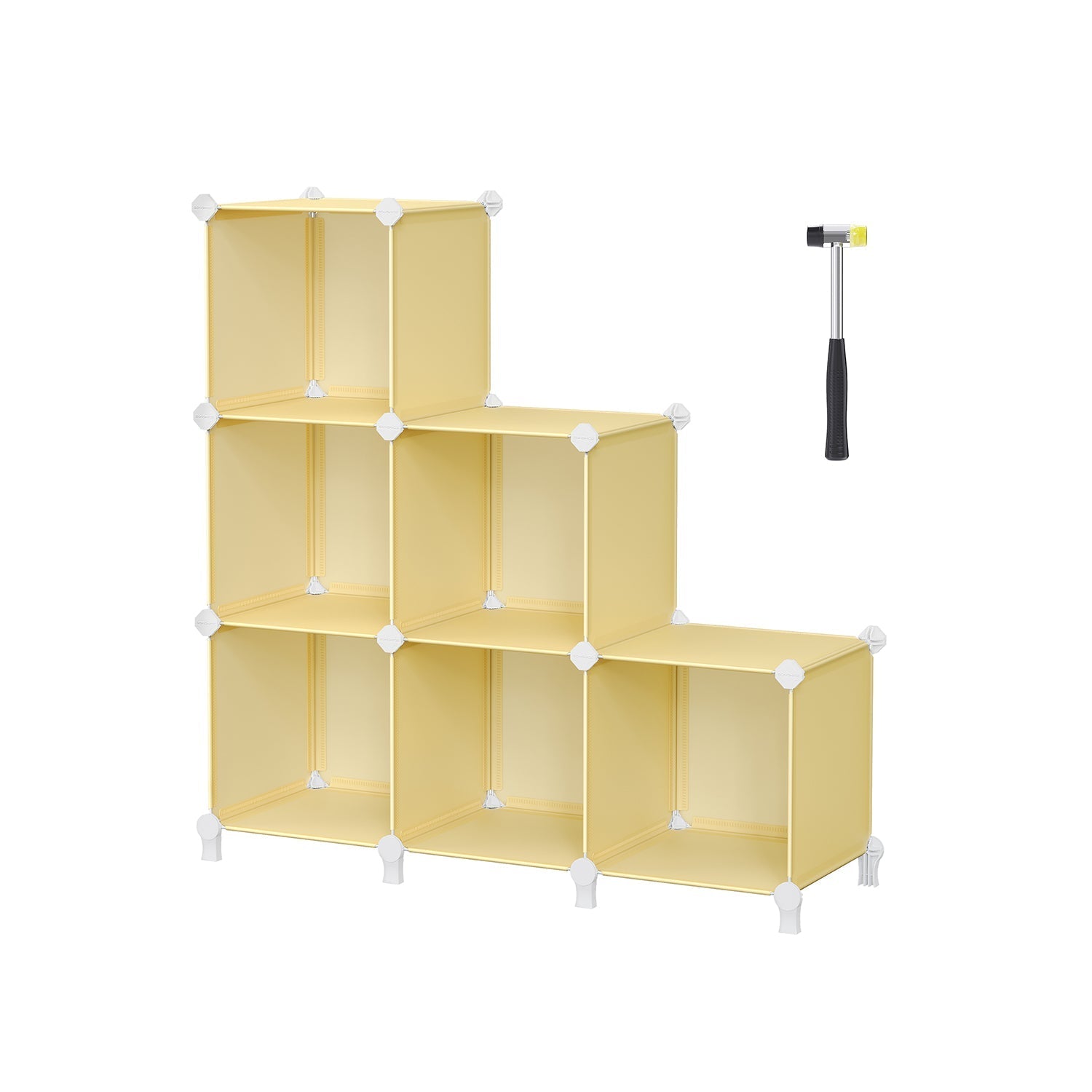6 Cube Storage Unit - Plastic - Black - Versatile Organizer with Top Metal Grid