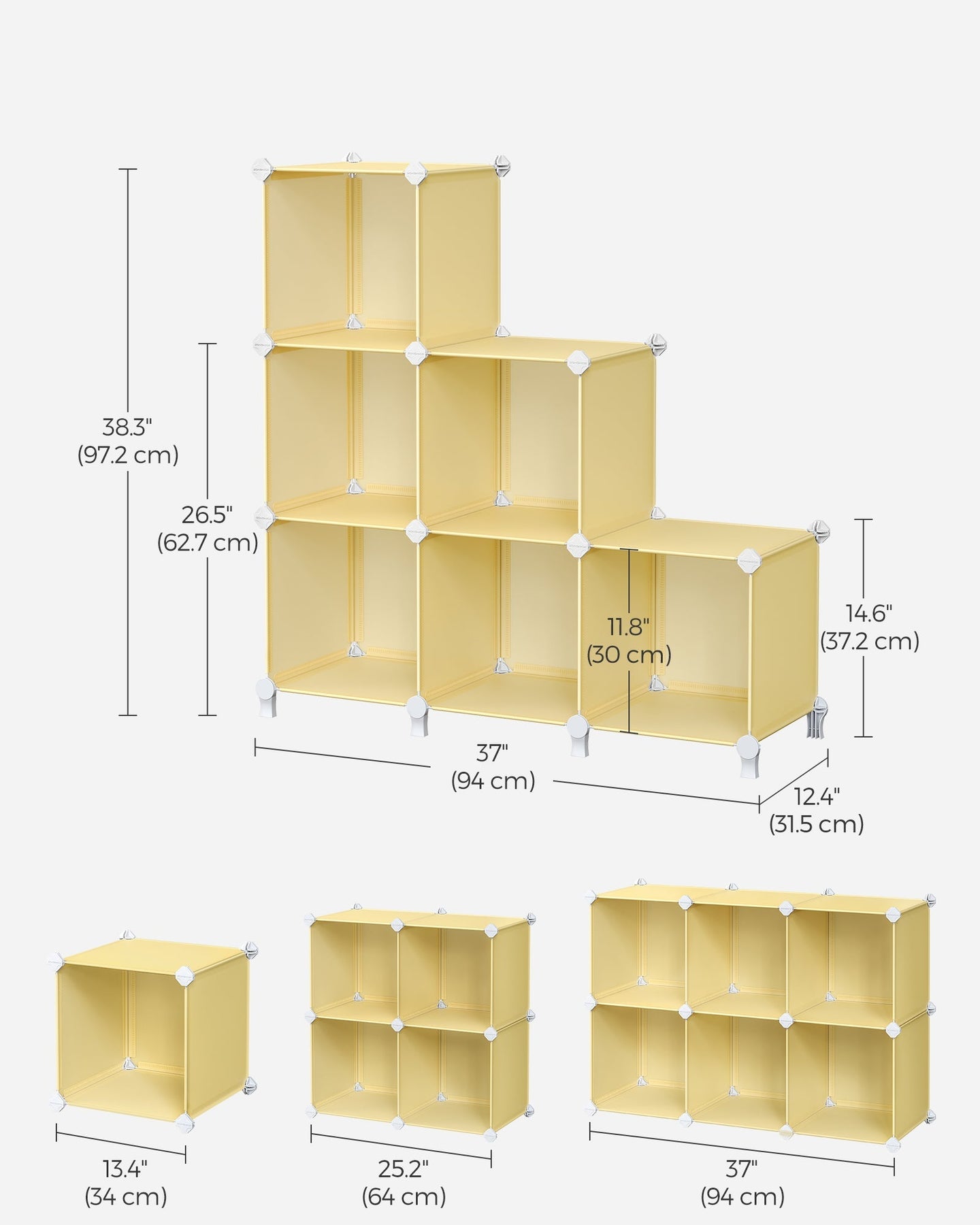 6 Cube Storage Unit - Plastic - Black - Versatile Organizer with Top Metal Grid