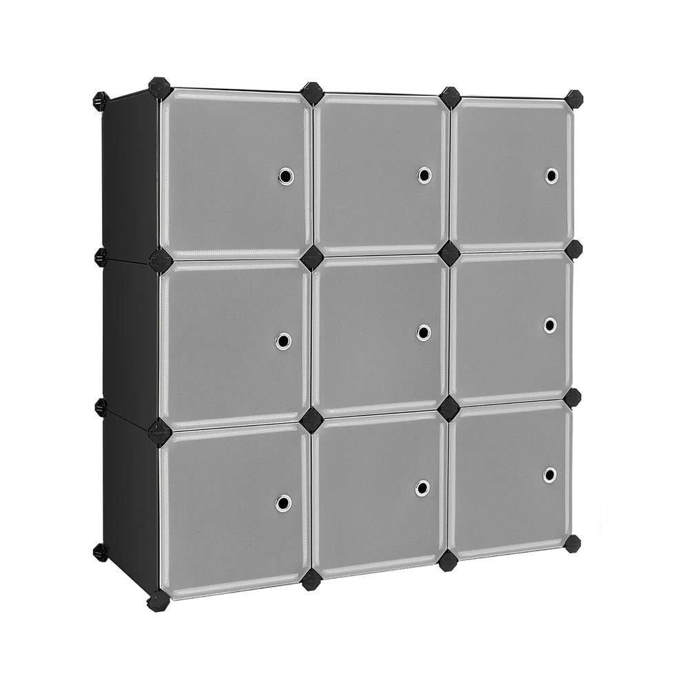 Modular Storage Unit - Quality Plastic - White - Interlocking 12-Cube Design with Doors