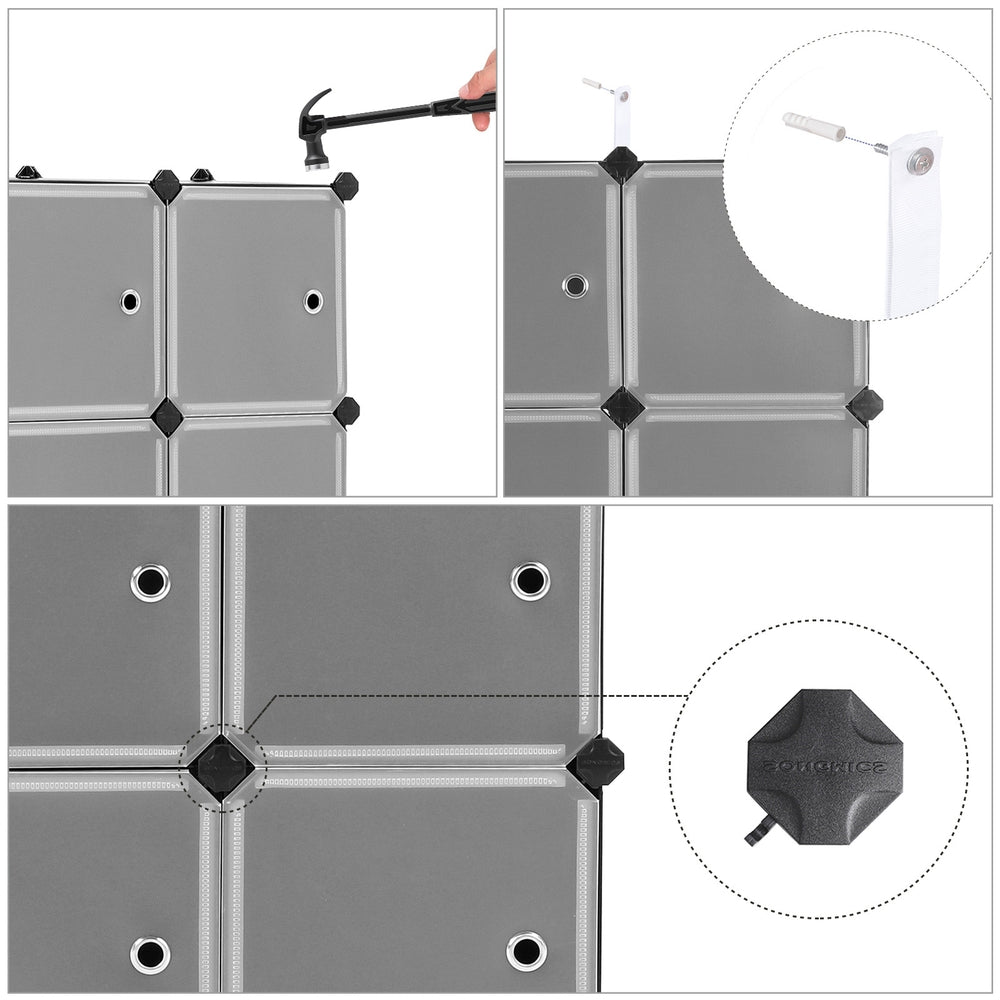 Modular Storage Unit - Quality Plastic - White - Interlocking 12-Cube Design with Doors
