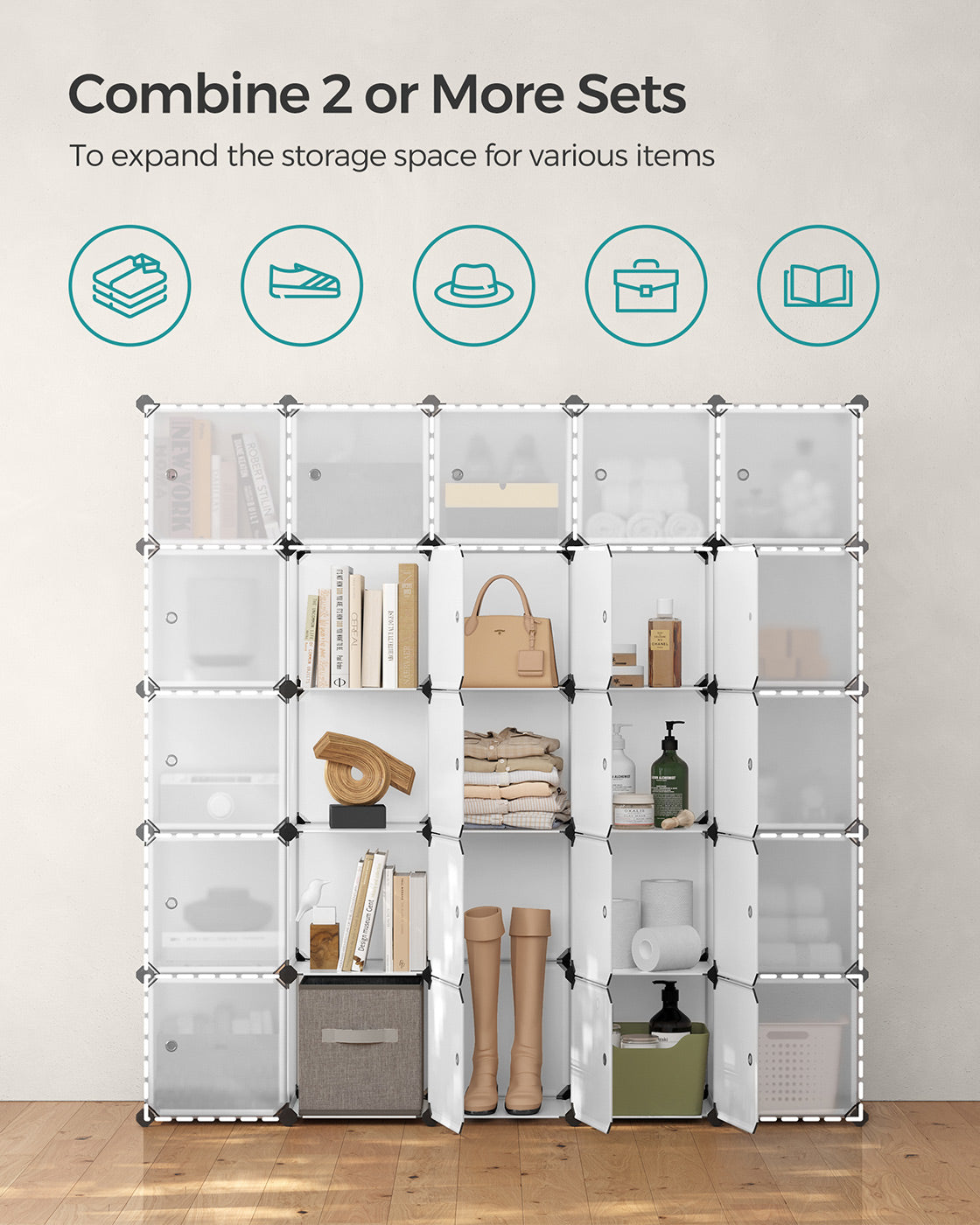 9 Cube Storage Organizer - Quality Plastic - White - Stable and Easy to Assemble