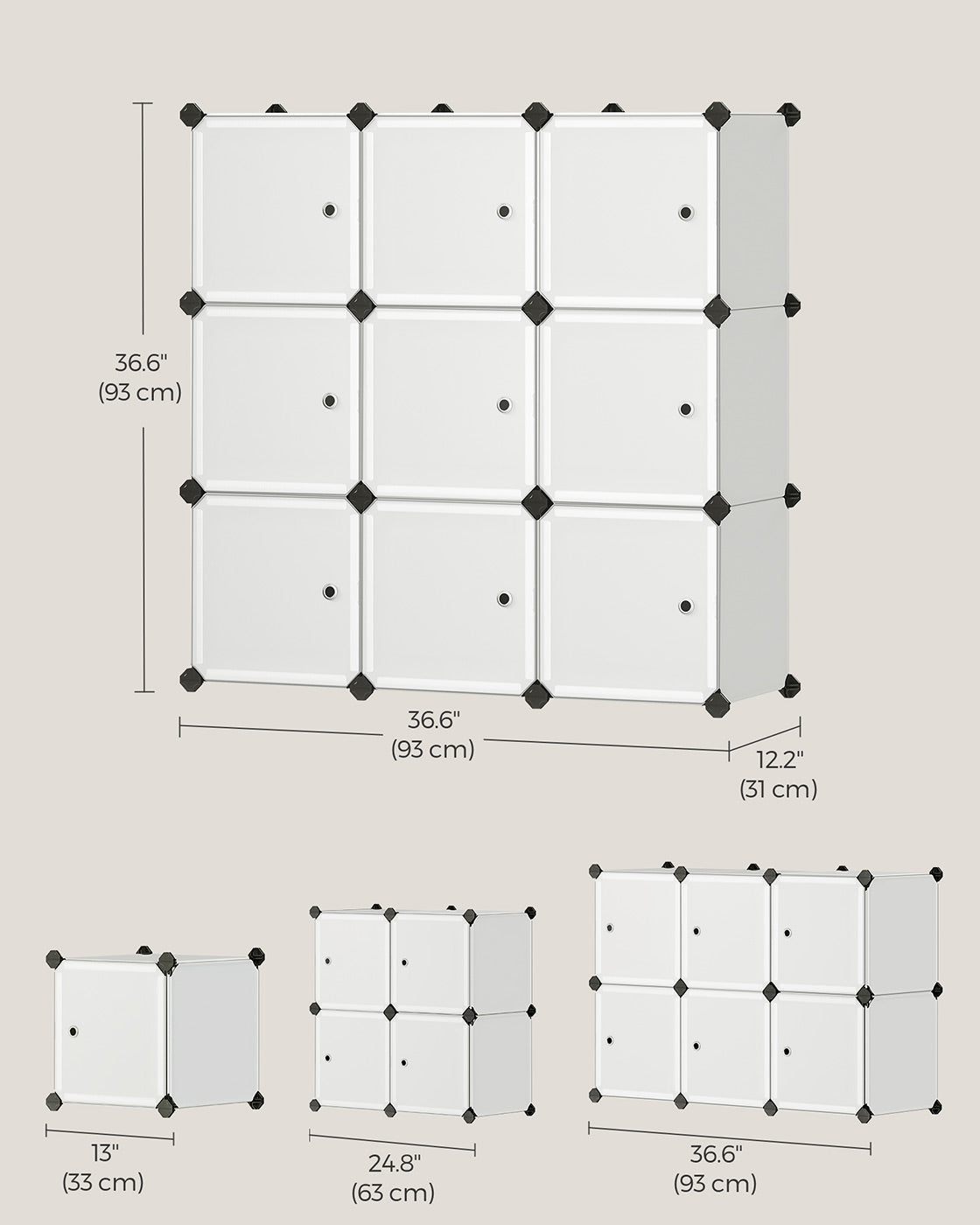 9 Cube Storage Organizer - Quality Plastic - White - Stable and Easy to Assemble