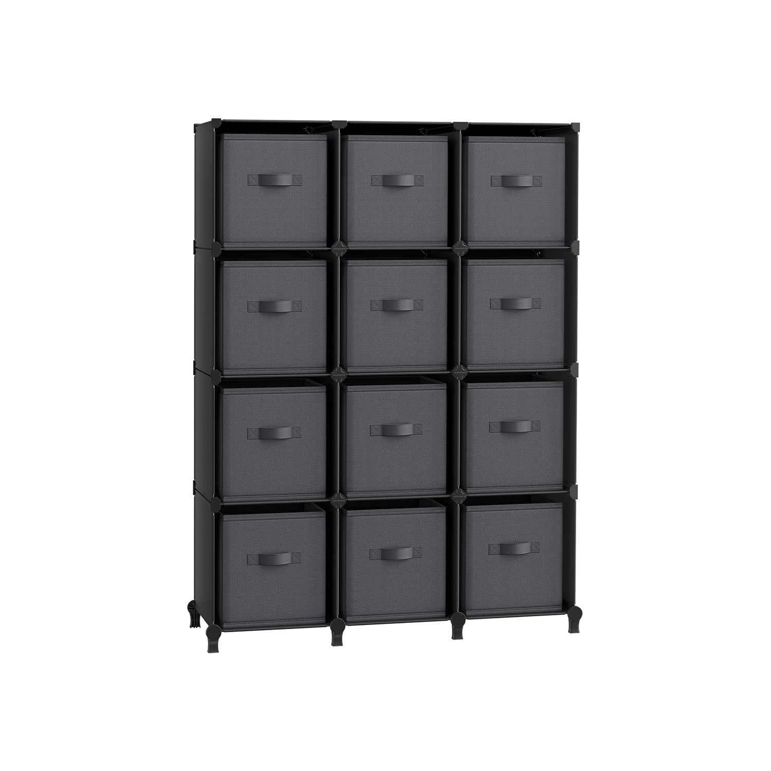 Cube Organiser - Non-Woven Fabric - Ink Black and Dove Grey - Customisable Shape with 12 Storage Boxes