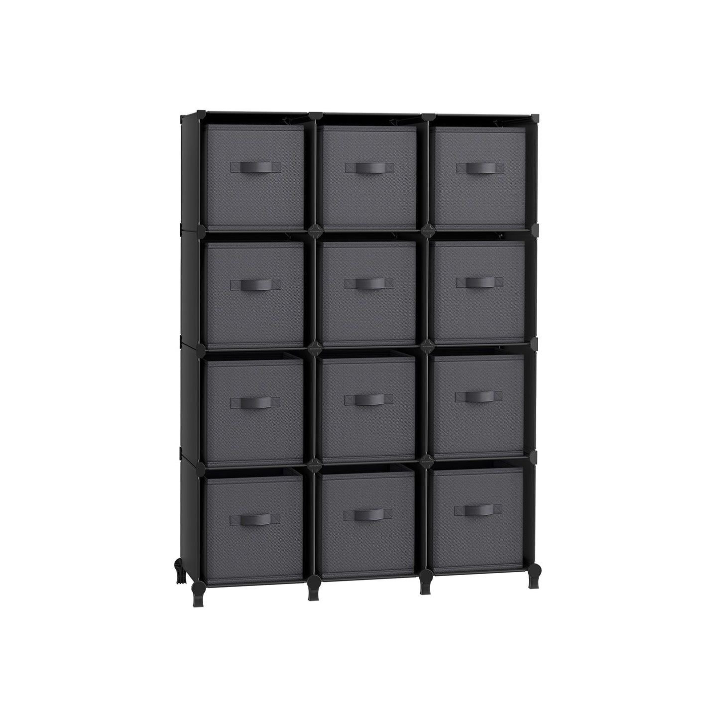 Cube Organiser - Non-Woven Fabric - Ink Black and Dove Grey - Customisable Shape with 12 Storage Boxes