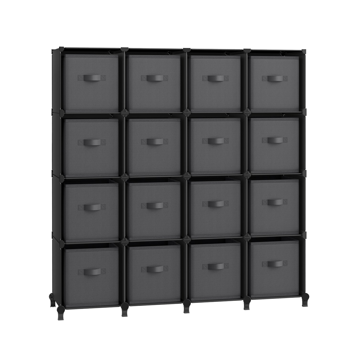 Cube Storage Organiser - Non-Woven Fabric - Ink Black and Dove Grey - Customisable Design with 16 Storage Boxes