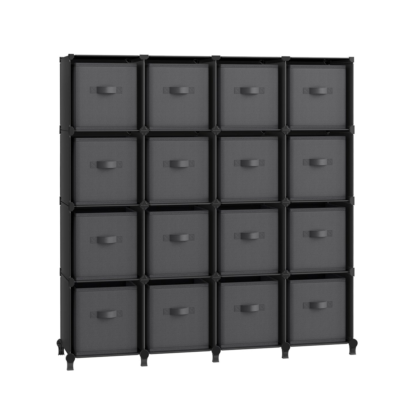 Cube Storage Organiser - Non-Woven Fabric - Ink Black and Dove Grey - Customisable Design with 16 Storage Boxes