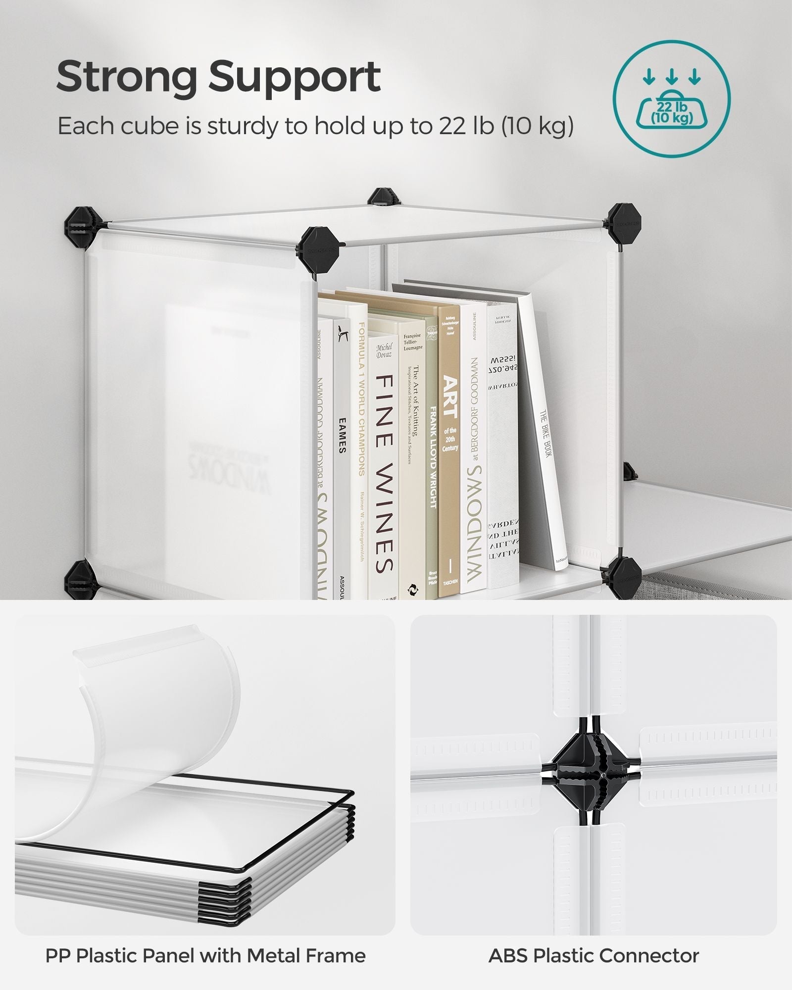 Cube Storage Organiser - Plastic - Cloud White - Large 6-Cube Design with Feet