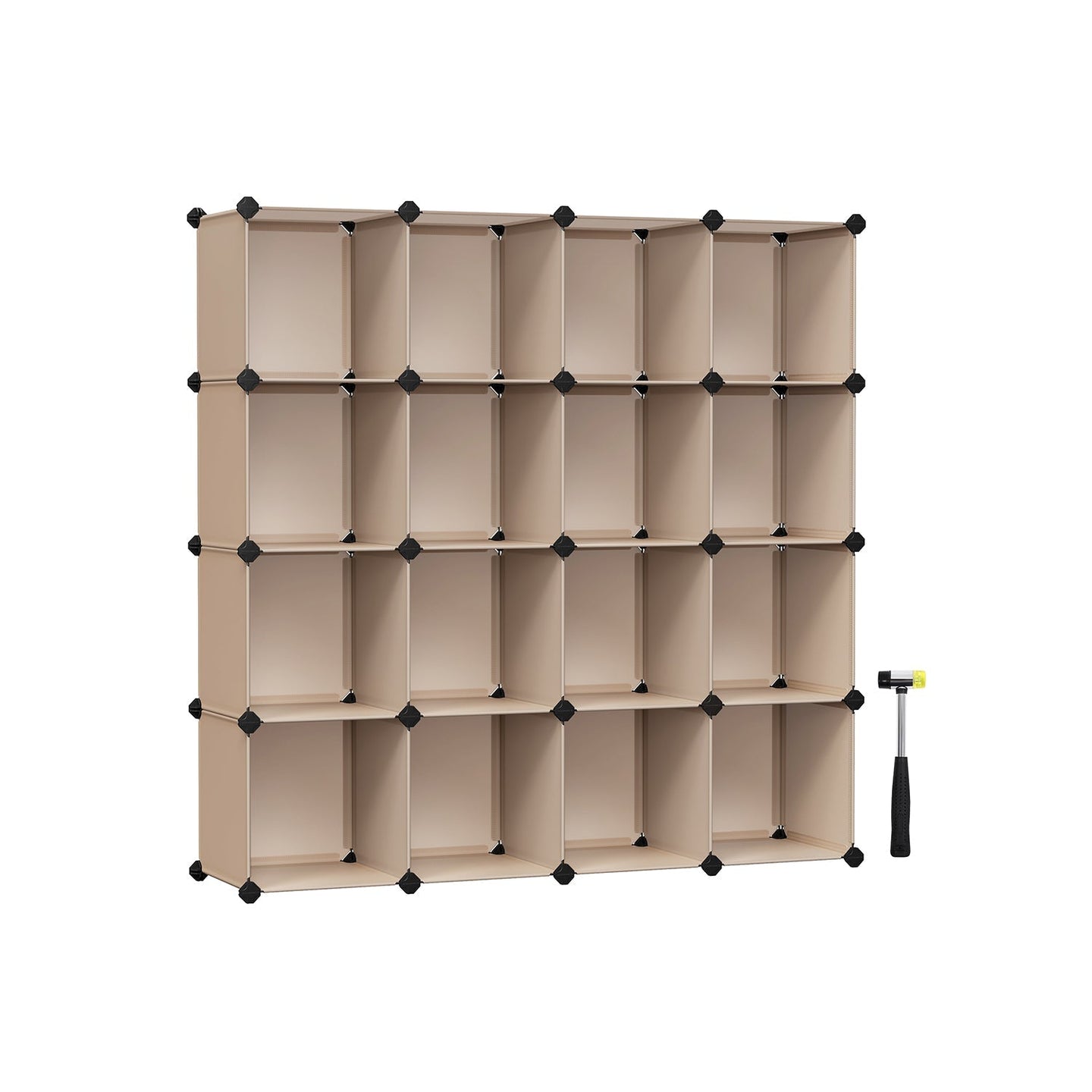 16-Cube Storage Unit - PP Plastic - Cream White - Stackable and Customizable Design