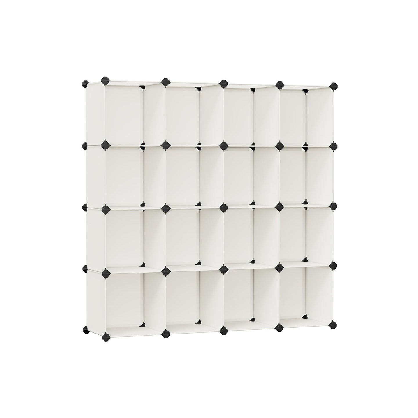 16-Cube Storage Unit - PP Plastic - Cream White - Stackable and Customizable Design