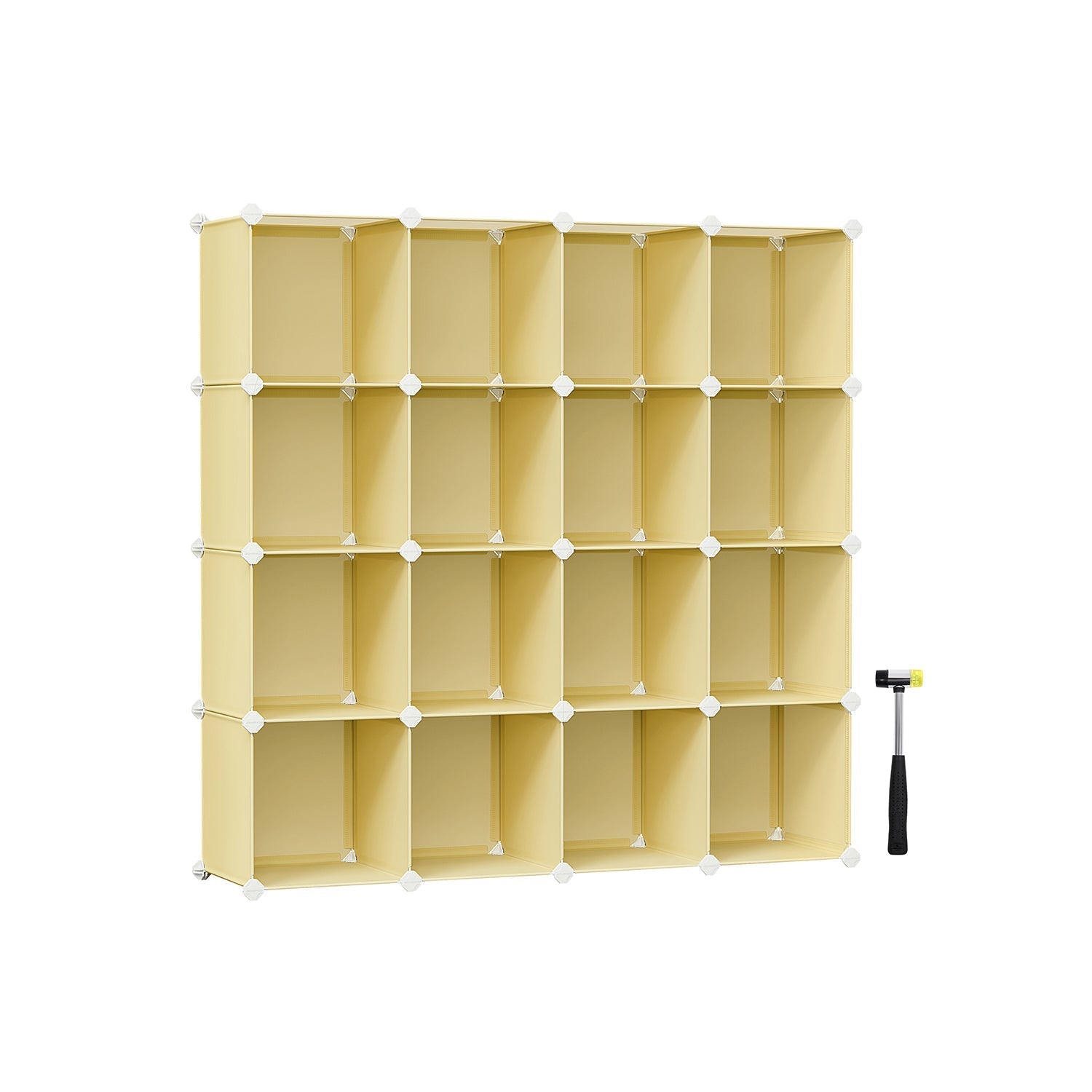 16-Cube Storage Unit - PP Plastic - Goose Yellow - Stackable and Versatile Shelving System