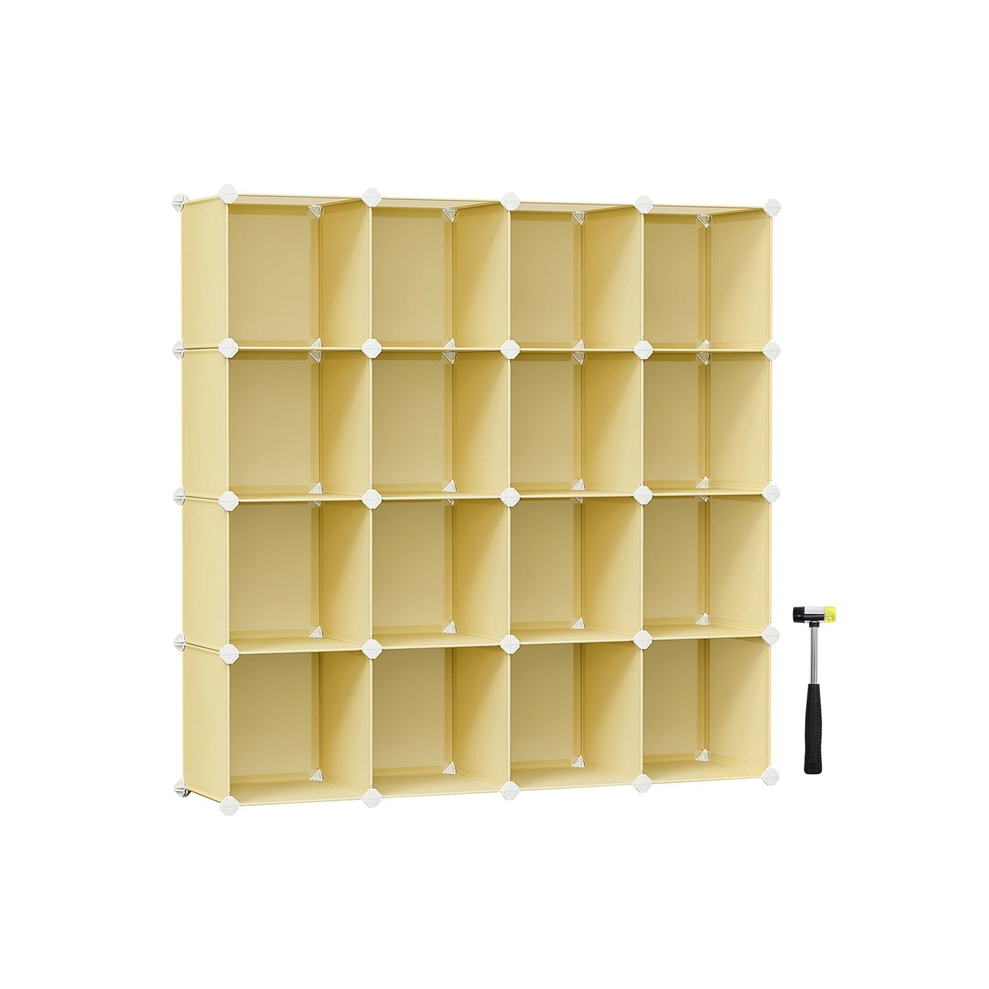 16-Cube Storage Unit - PP Plastic - Goose Yellow - Stackable and Versatile Shelving System