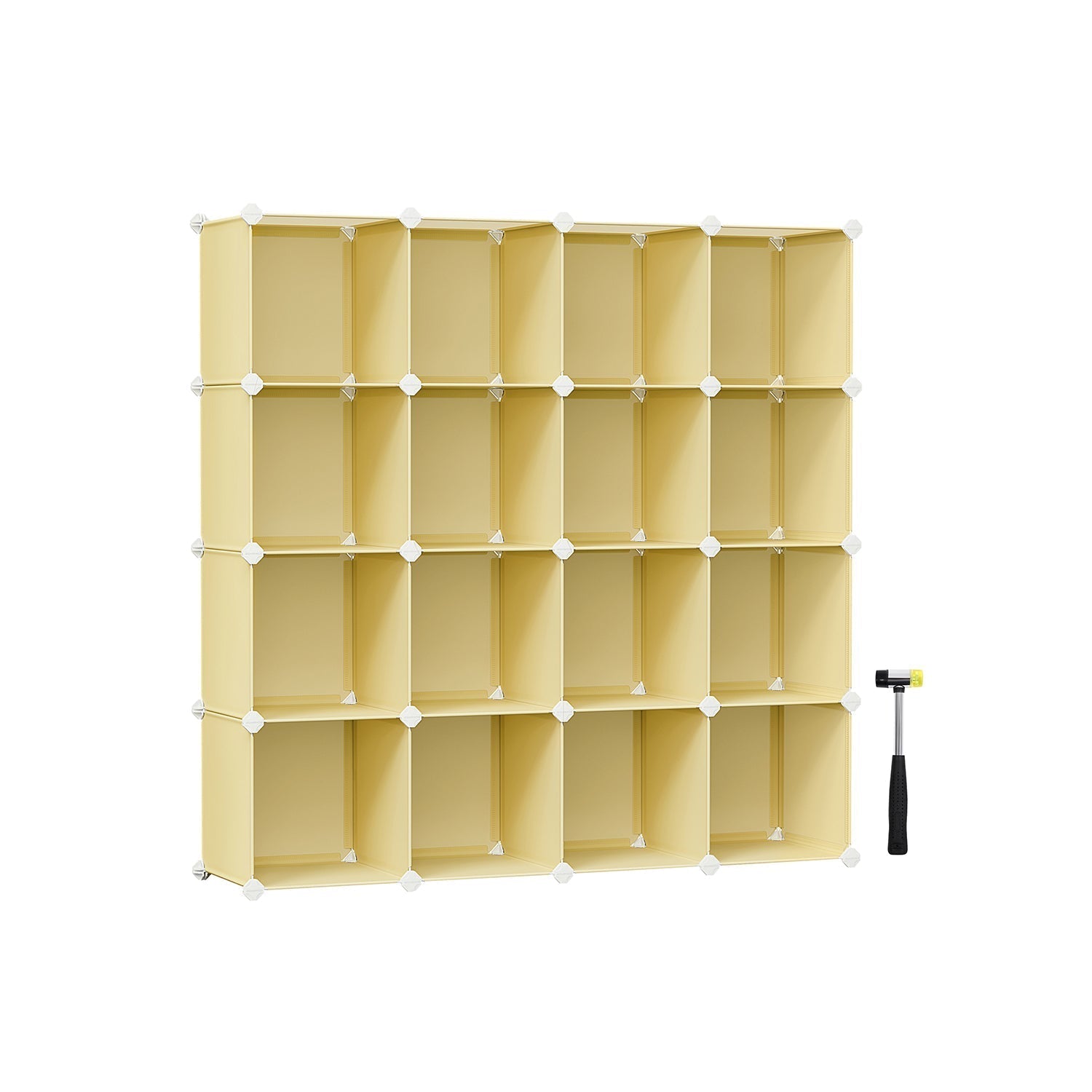 16-Cube Storage Unit - PP Plastic - Cream White - Stackable and Customizable Design