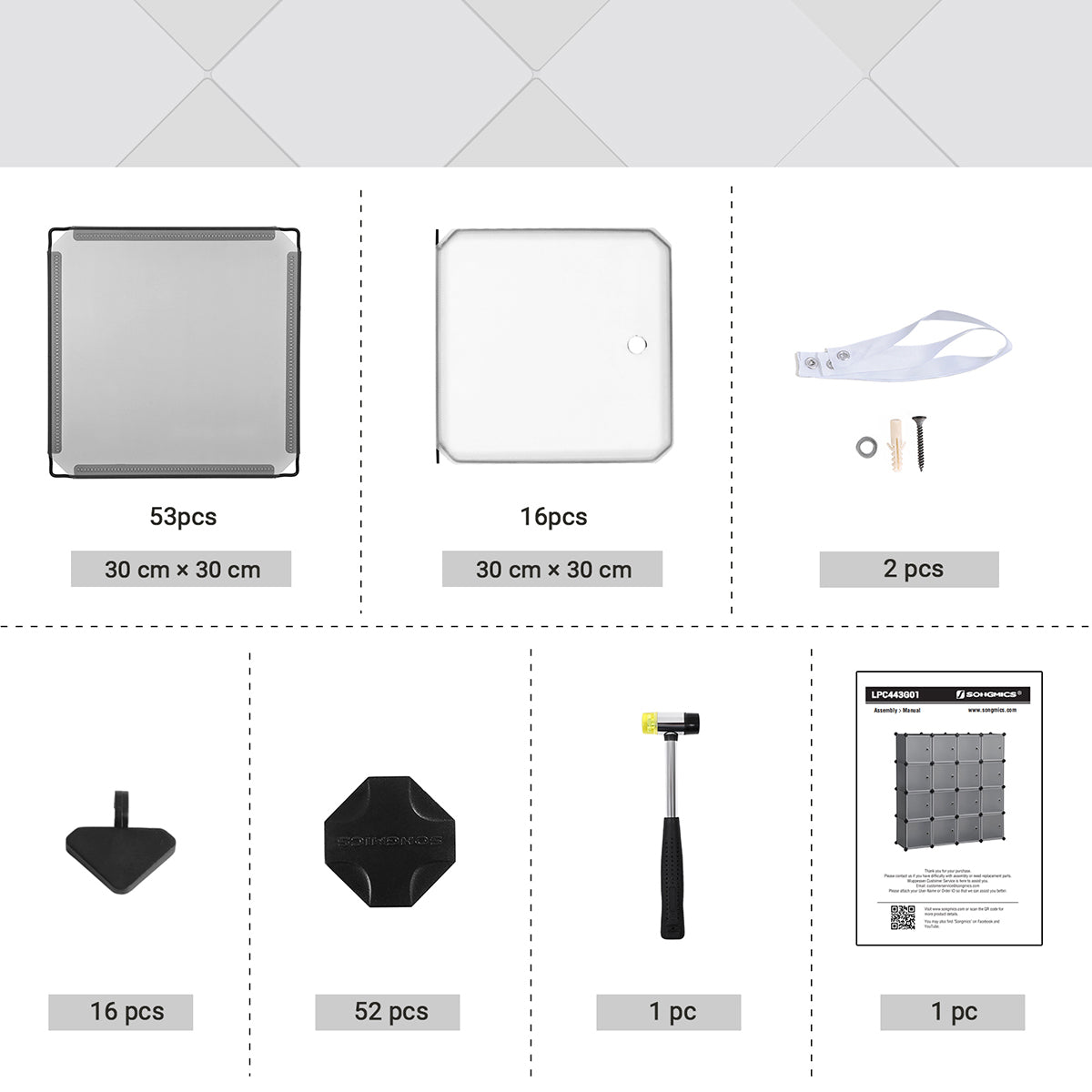 Cube Storage Organiser - Plastic - Grey - 15-Cube Design with Doors