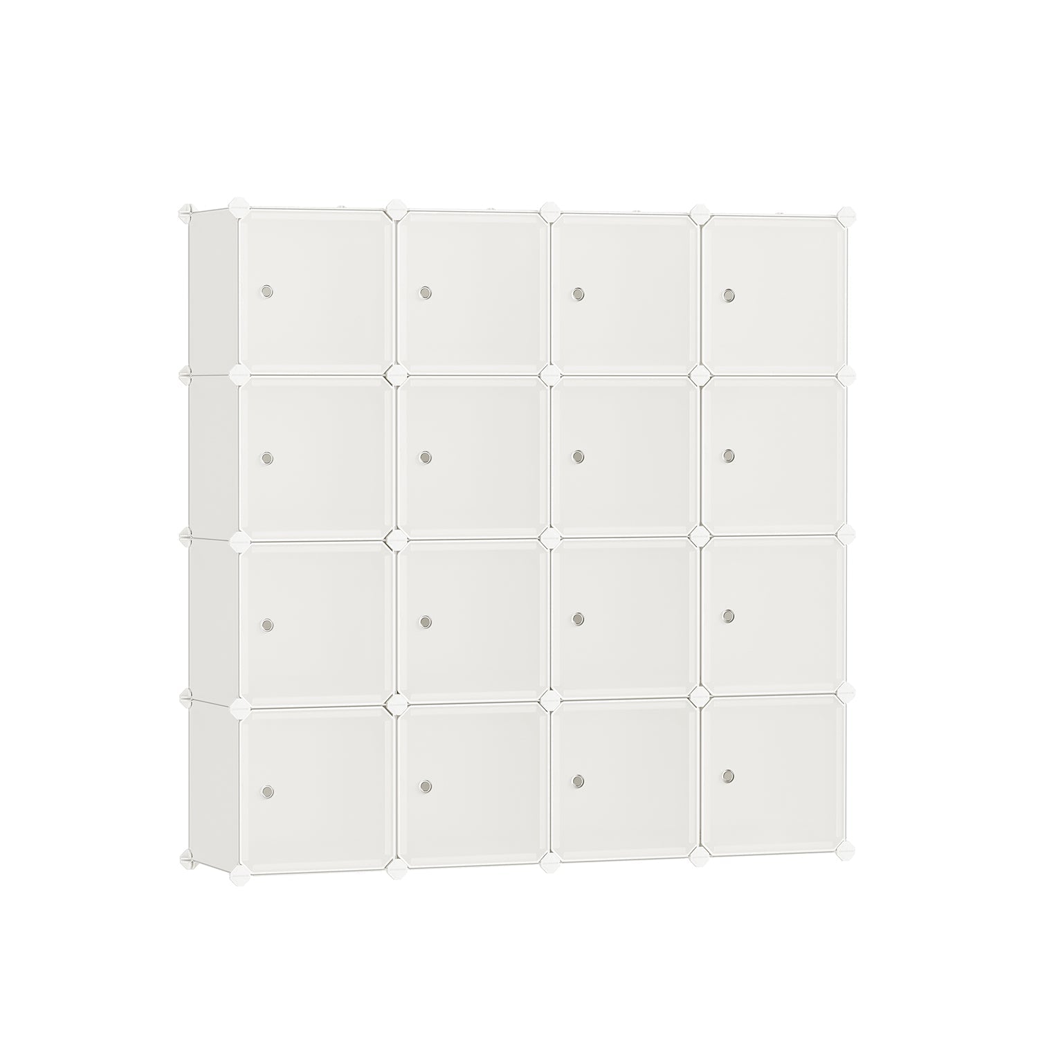 16-Cube Plastic Stackable Storage Unit - Cream White - Multi-Functional Organizer for Clothes