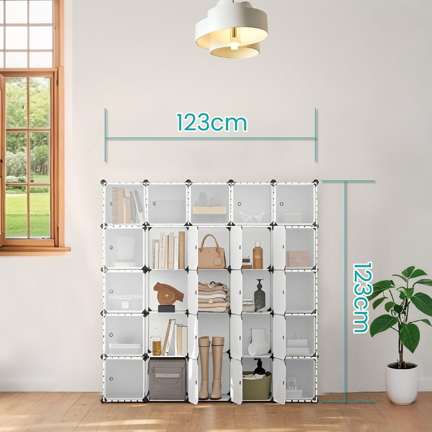 Storage Unit - Plastic - Black - 16-Cube Rack with Doors