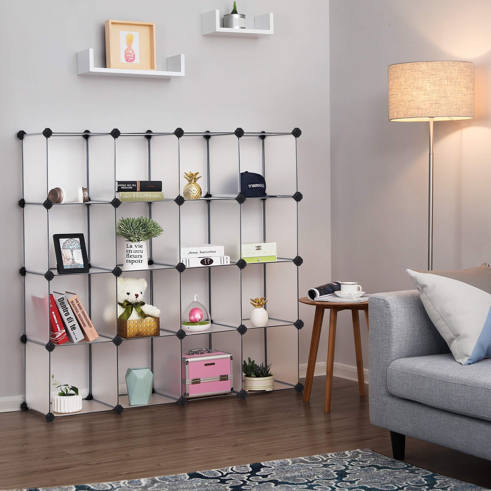 16 Cubes Shoe Rack - Plastic - White