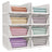 Stackable Storage Baskets - Fabric - White - Foldable and Organizational Set of 4