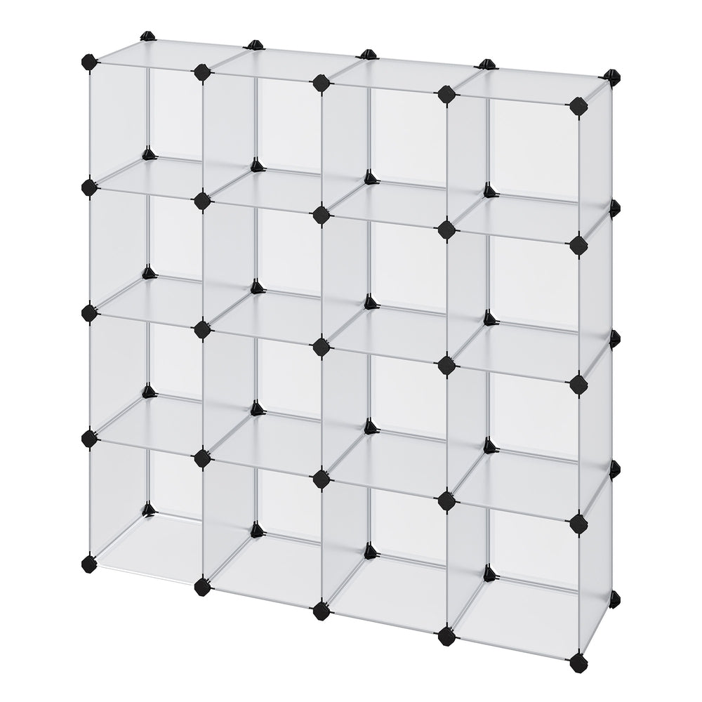 Modular Closet Cabinet - 16-Cube - PP Plastic Panels with Metal Frame - Customizable Design
