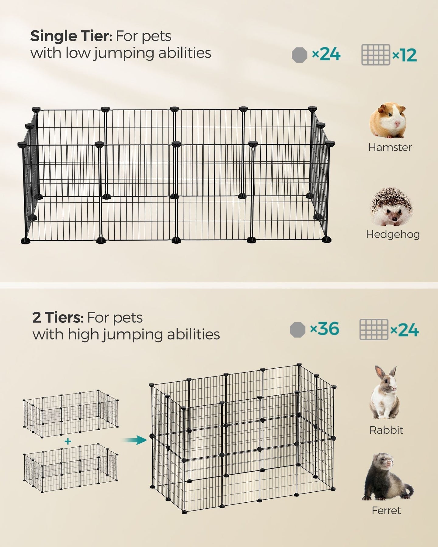 DIY Metal Cage - Steel - Black - Modular Design for Small Animals