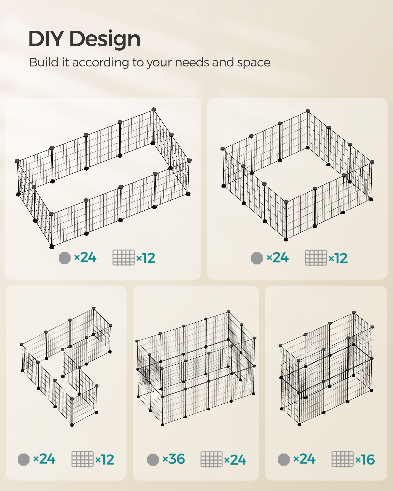 DIY Metal Cage - Steel - Black - Modular Design for Small Animals
