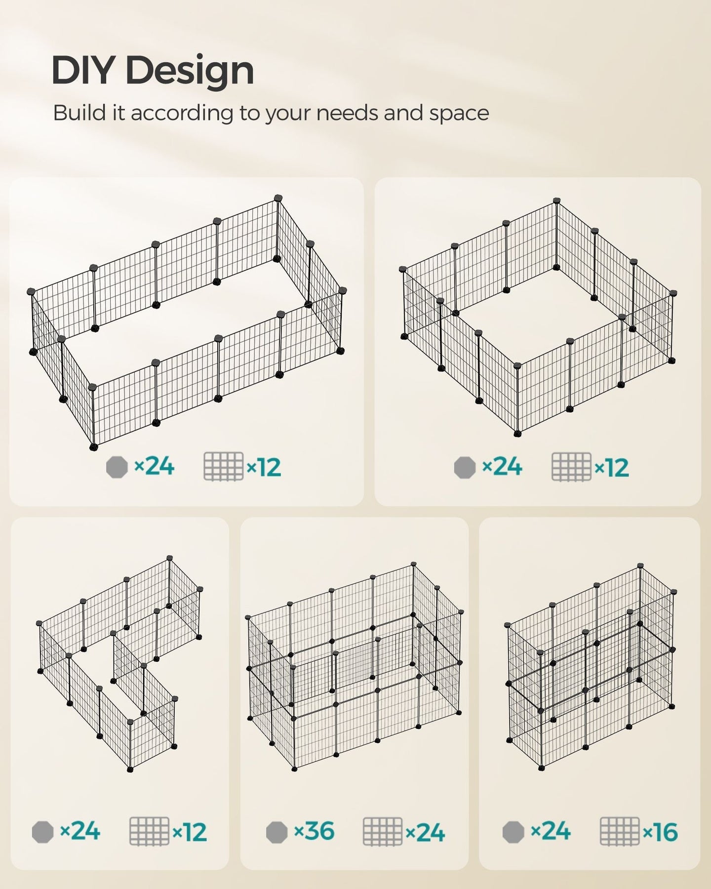 DIY Metal Cage - Steel - Black - Modular Design for Small Animals