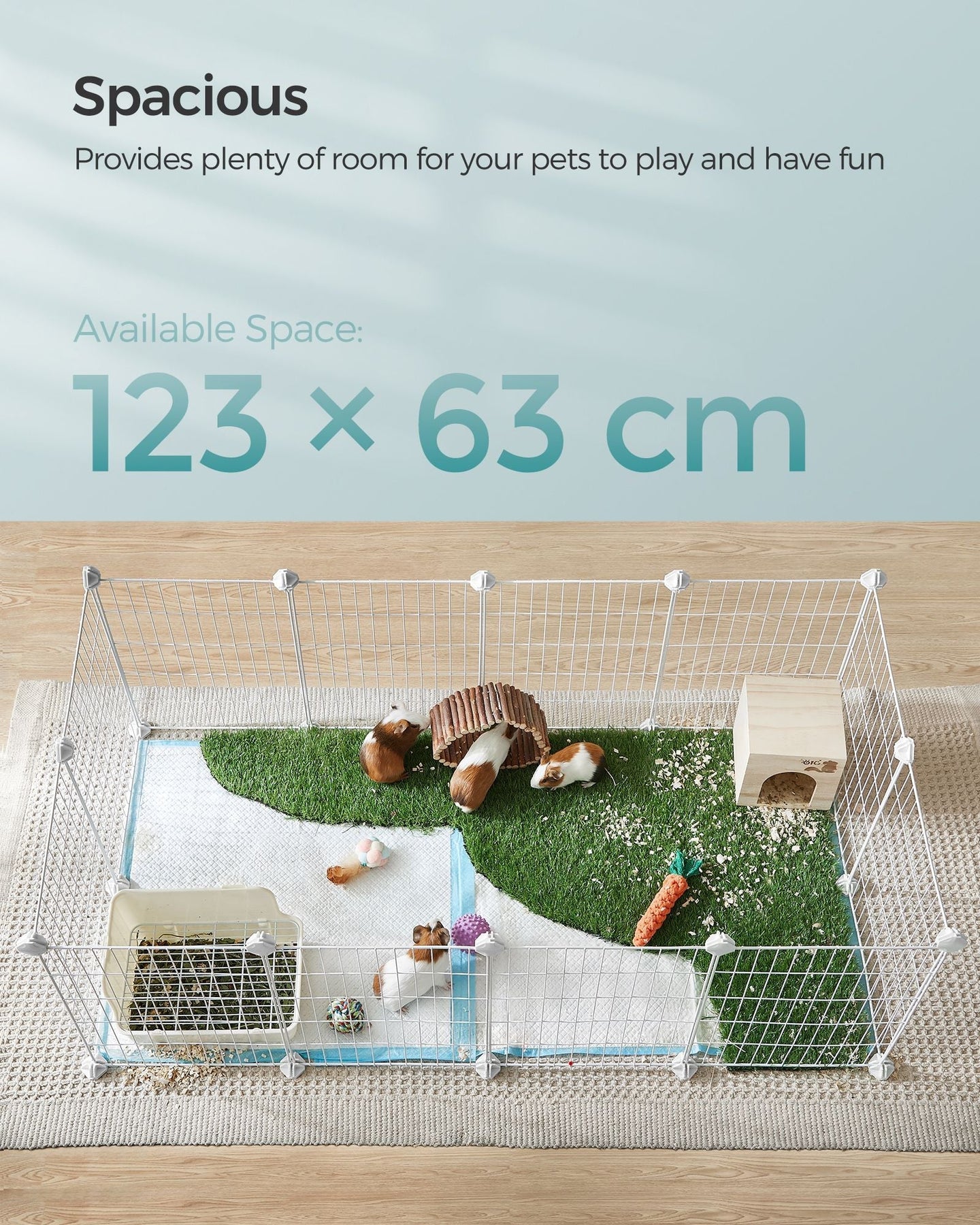 Metal DIY Guinea Pig Cage - White - Modular