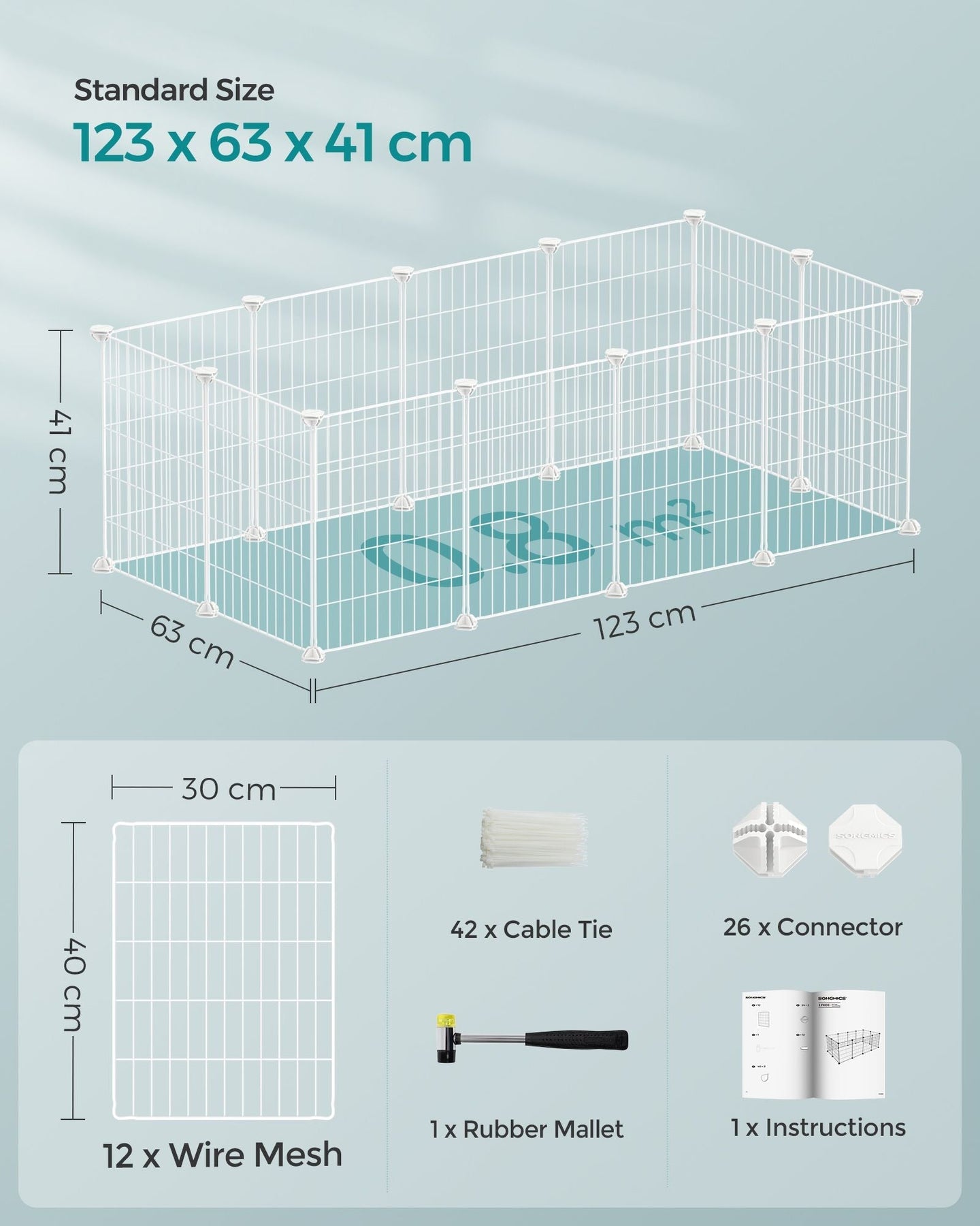 Metal DIY Guinea Pig Cage - White - Modular