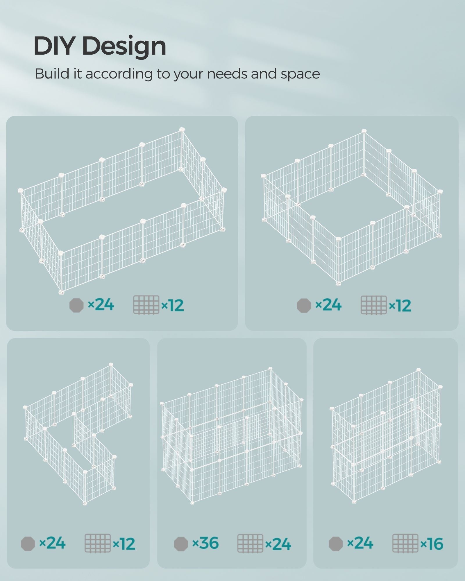 Metal DIY Guinea Pig Cage - White - Modular