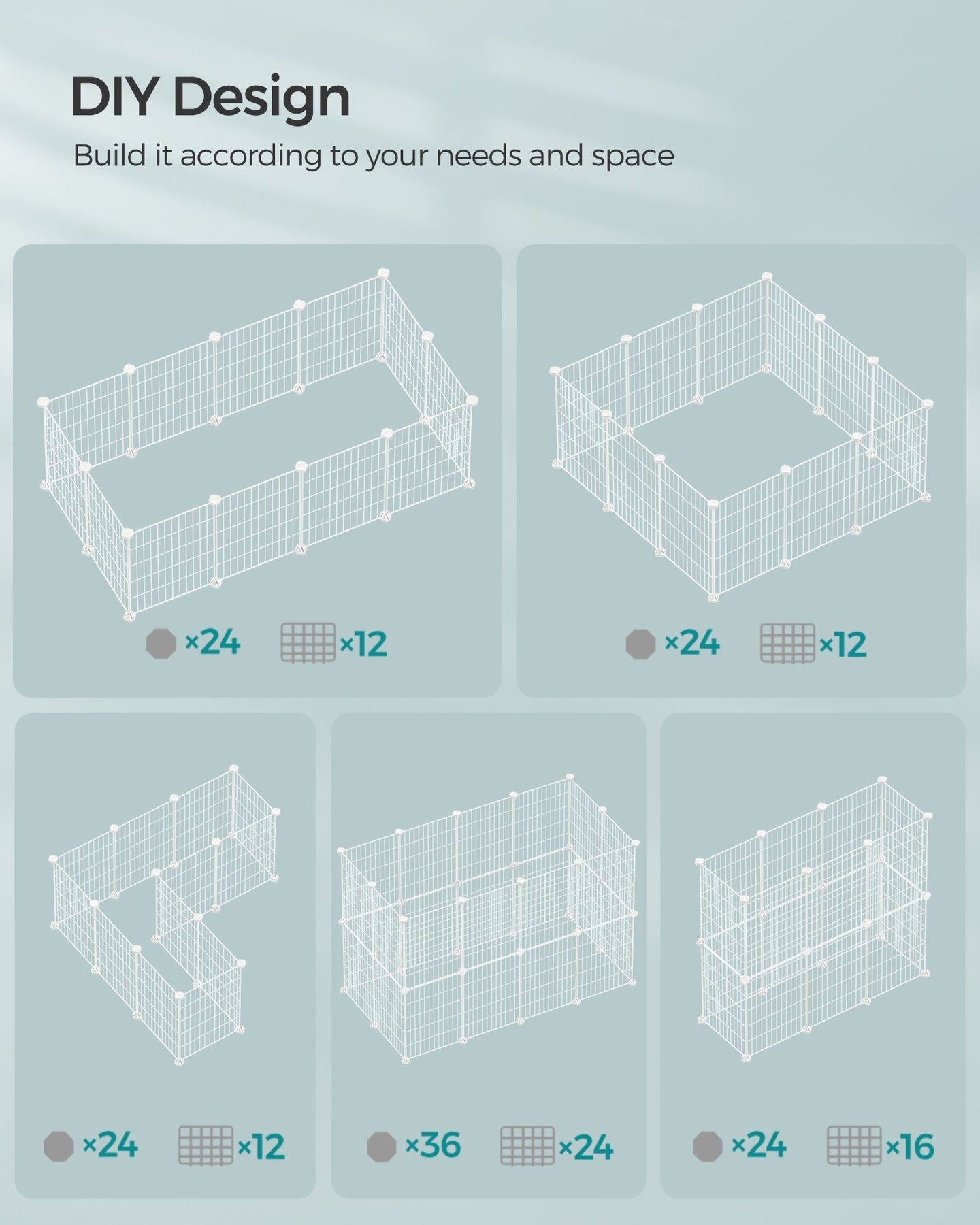 Metal DIY Guinea Pig Cage - White - Modular