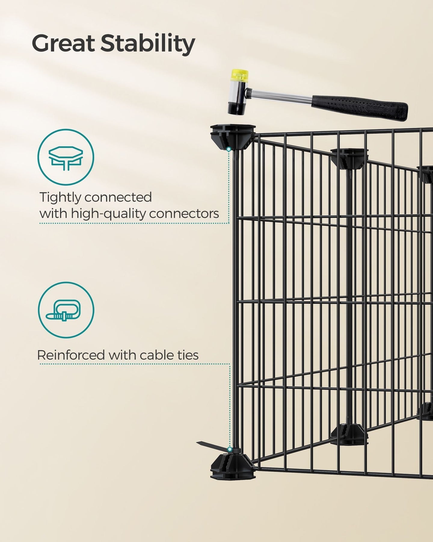 2-Floor Metal Pet Playpen - Metal - Ink Black - Customizable Indoor Enclosure for Small Animals