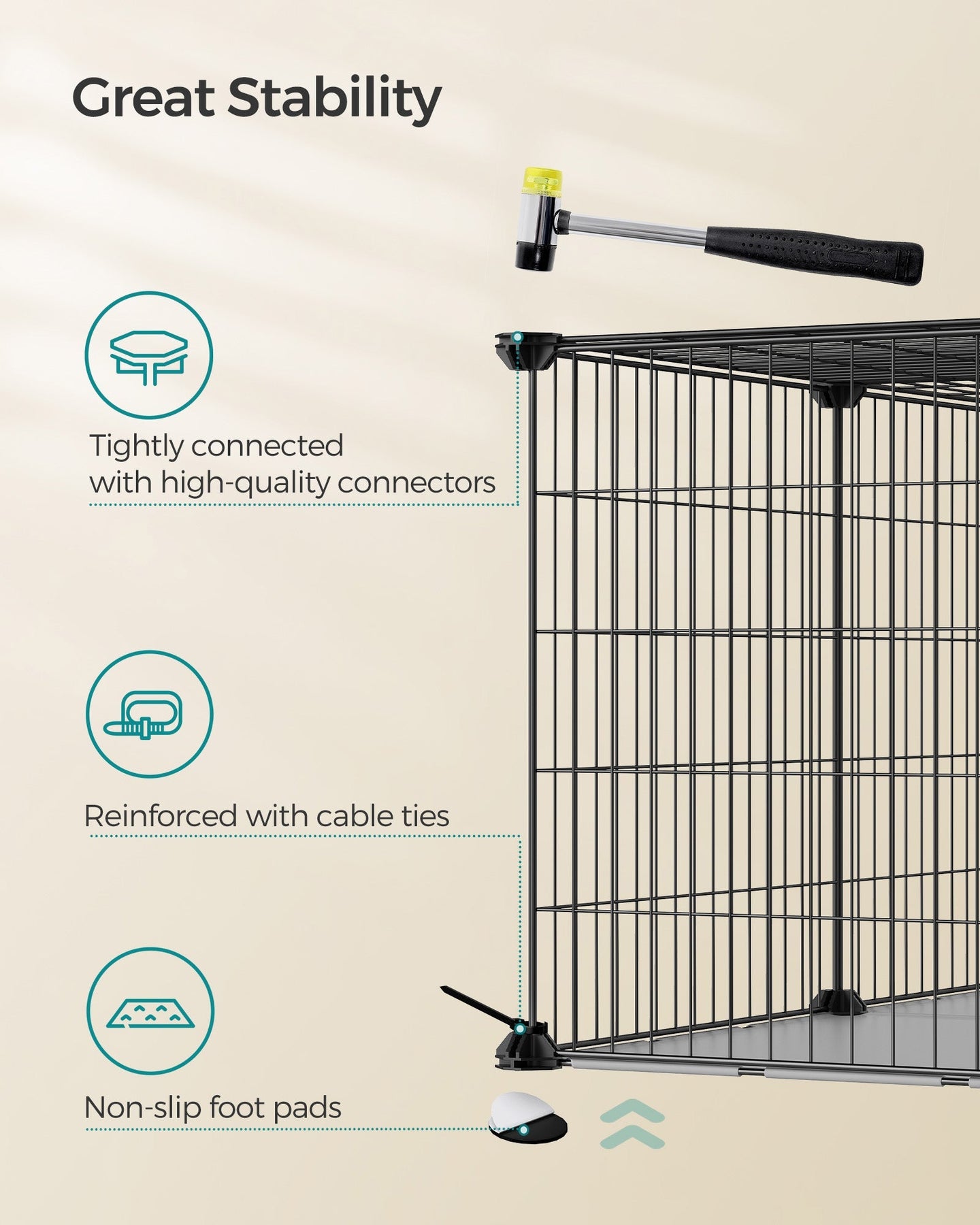 Small Animal Cage - Metal - Black - Easy to Clean with Top and Two Doors