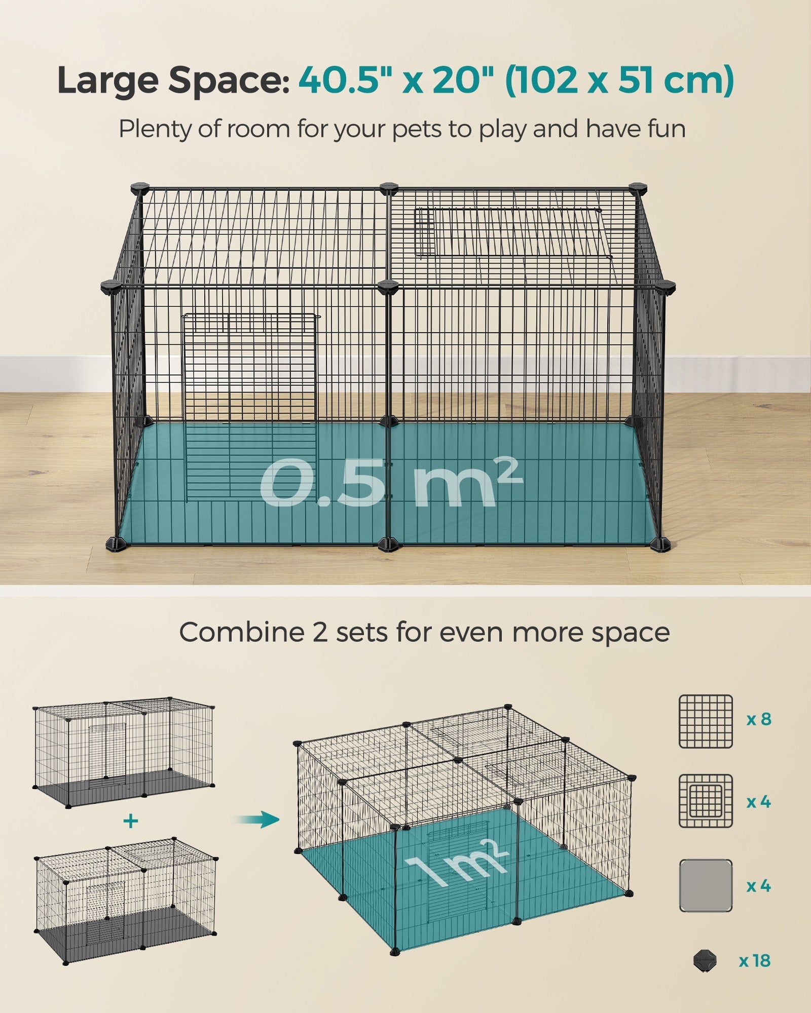 Small Animal Cage - Metal - Black - Easy to Clean