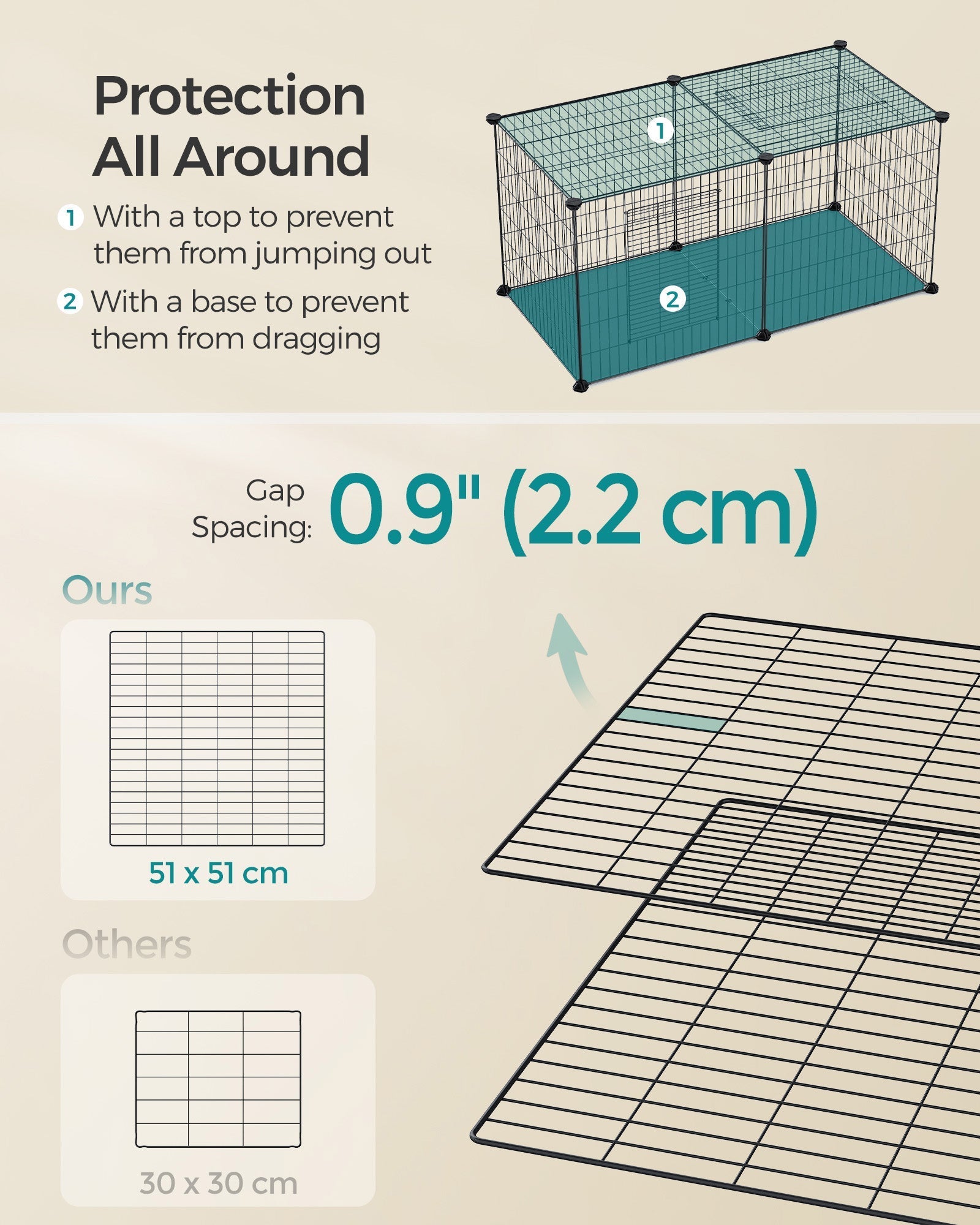 Small Animal Cage - Metal - Black - Easy to Clean