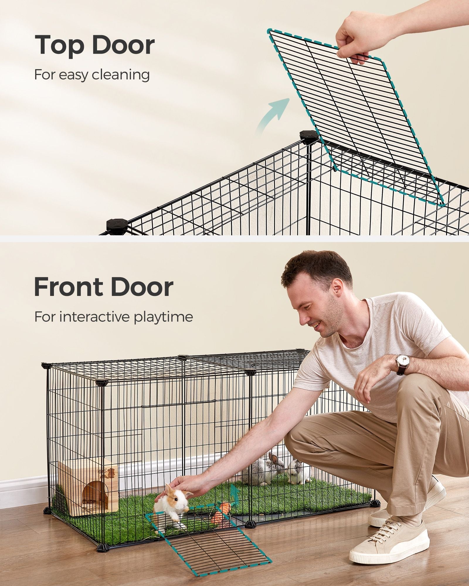Small Animal Cage - Metal - Black - Easy to Clean