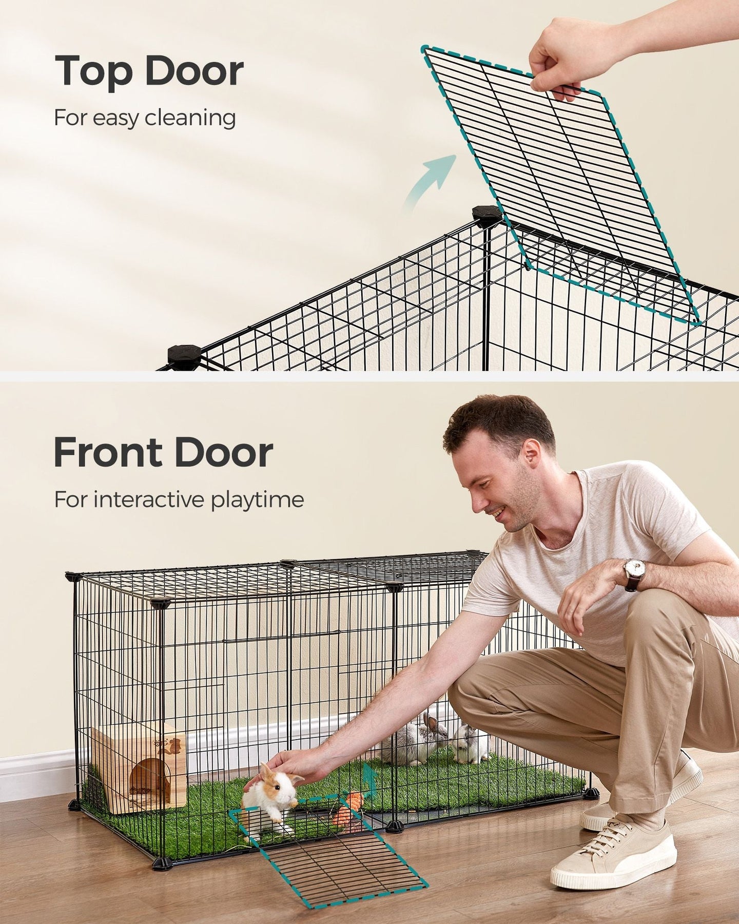Small Animal Cage - Metal - Black - Easy to Clean