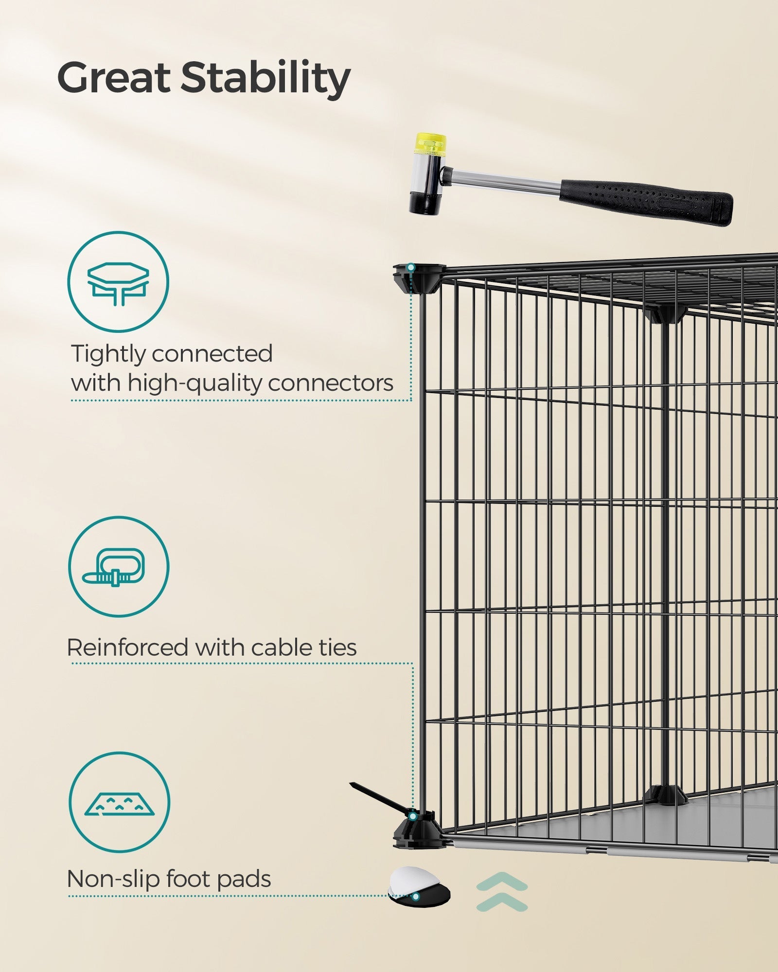Small Animal Cage - Metal - Black - Easy to Clean