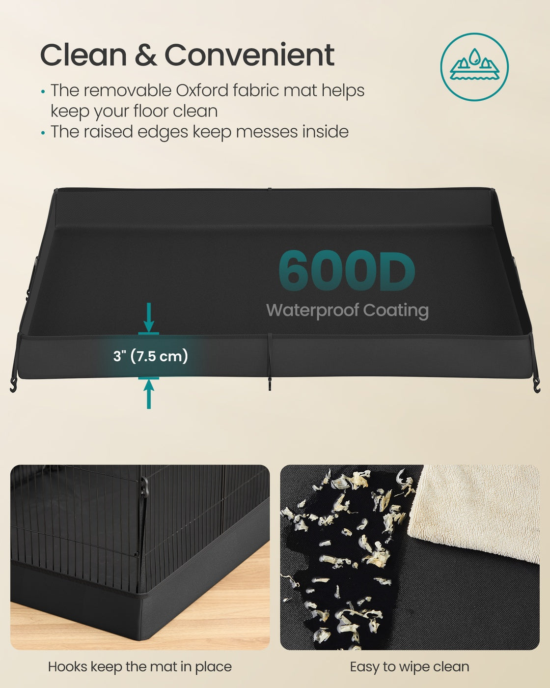 Small Animal Playpen Cage - 12.2L - Metal - Waterproof Mat