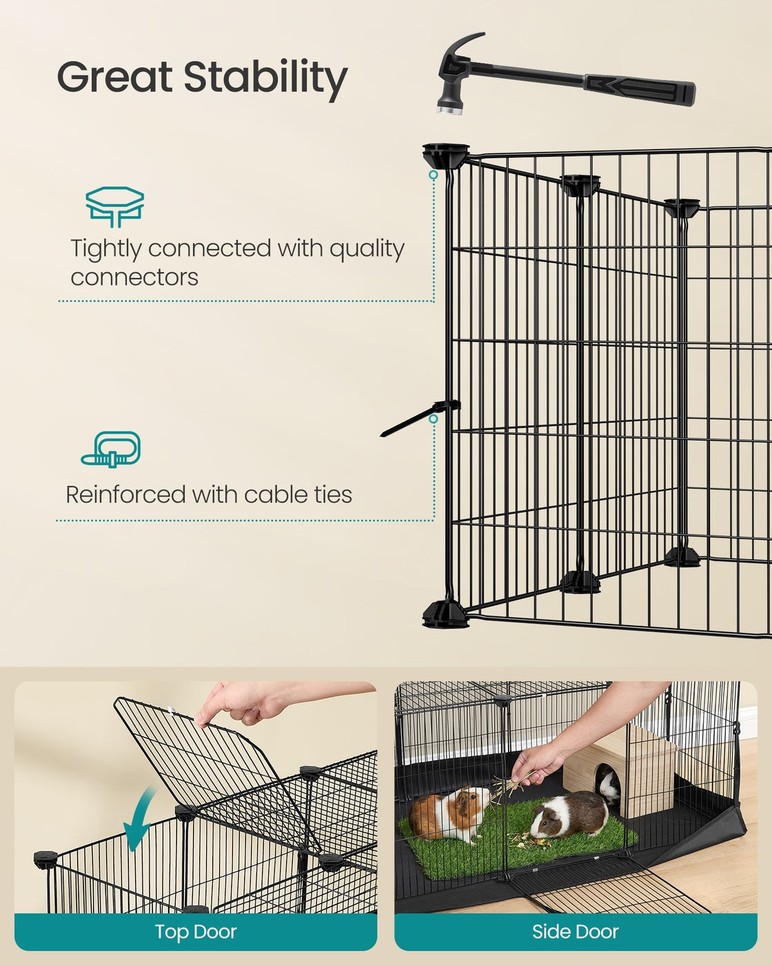 Small Animal Playpen Cage - 12.2L - Metal - Waterproof Mat