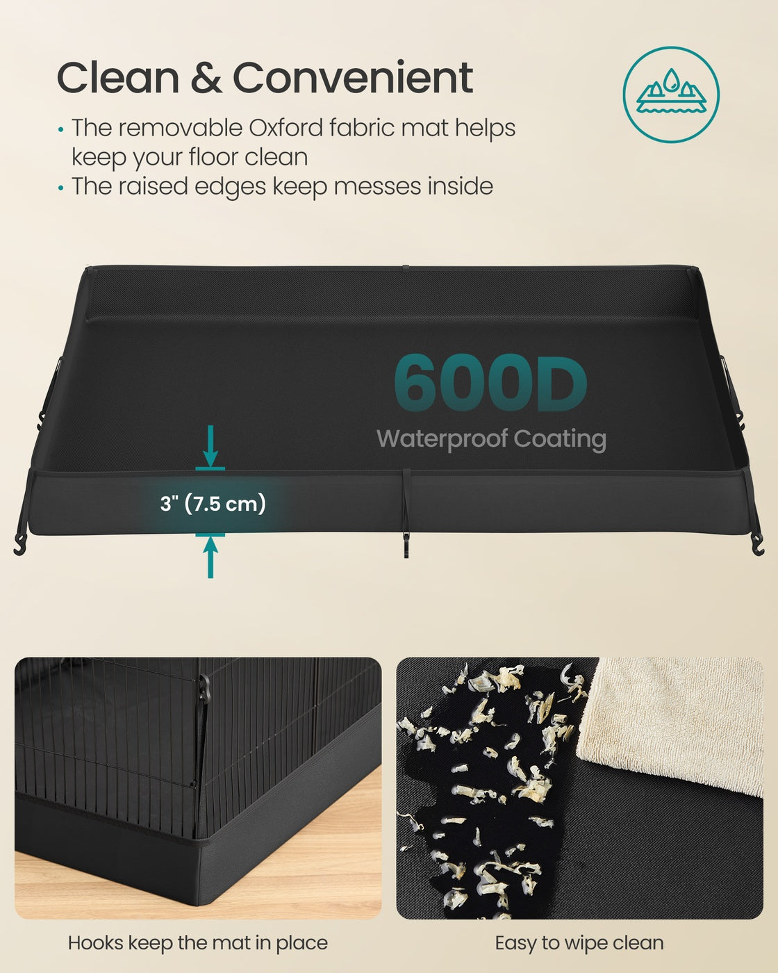 2-Tier Small Animal Playpen - 35 Panels - Metal - Waterproof Mat