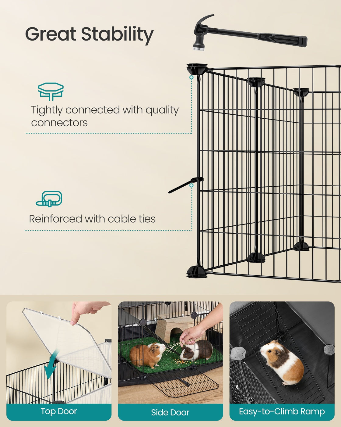 2-Tier Small Animal Playpen - 35 Panels - Metal - Waterproof Mat