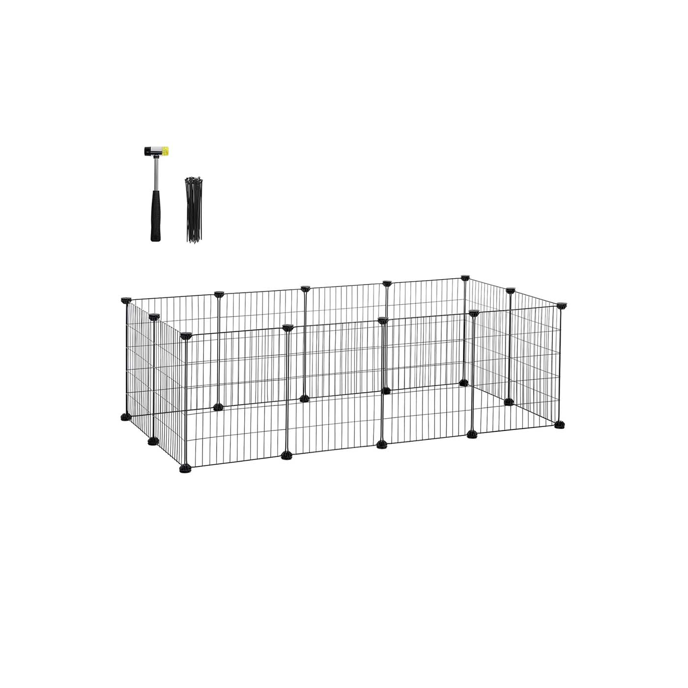 Guinea Pig Cage - Metal - Black - Modular 12-Panel Indoor Playpen with Assembly Tools