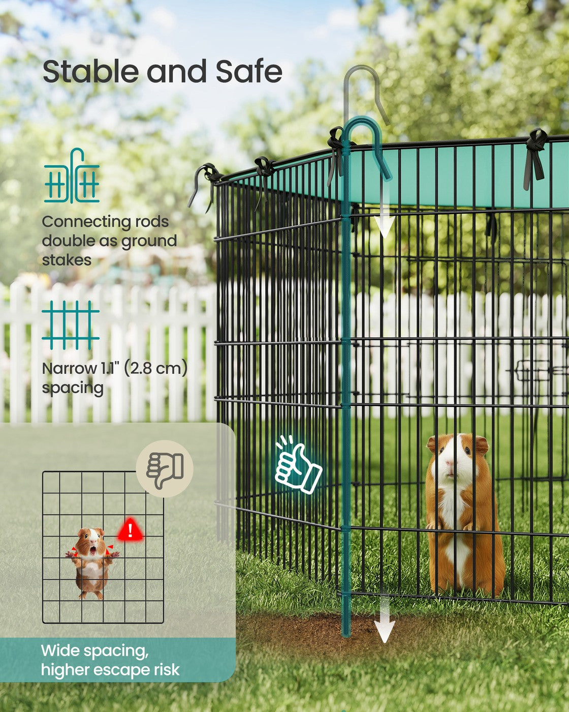 Small Animal Playpen - 138L - Metal - Roof