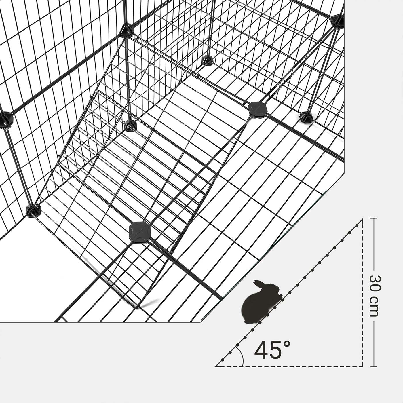 Pet Playpen - Metal - Black - 2 Floors Customisable with Indoor Use