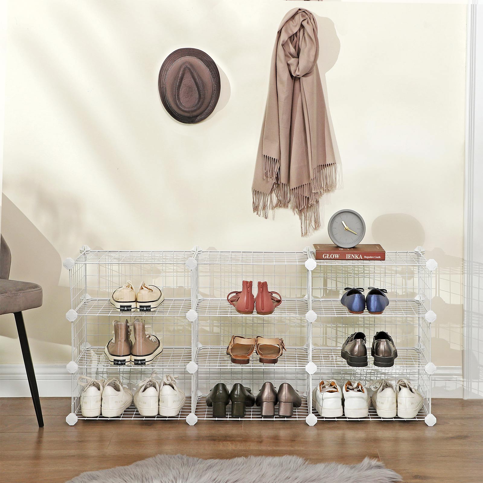 Shoe Rack - Metal - Black - Modular DIY Interlocking Design