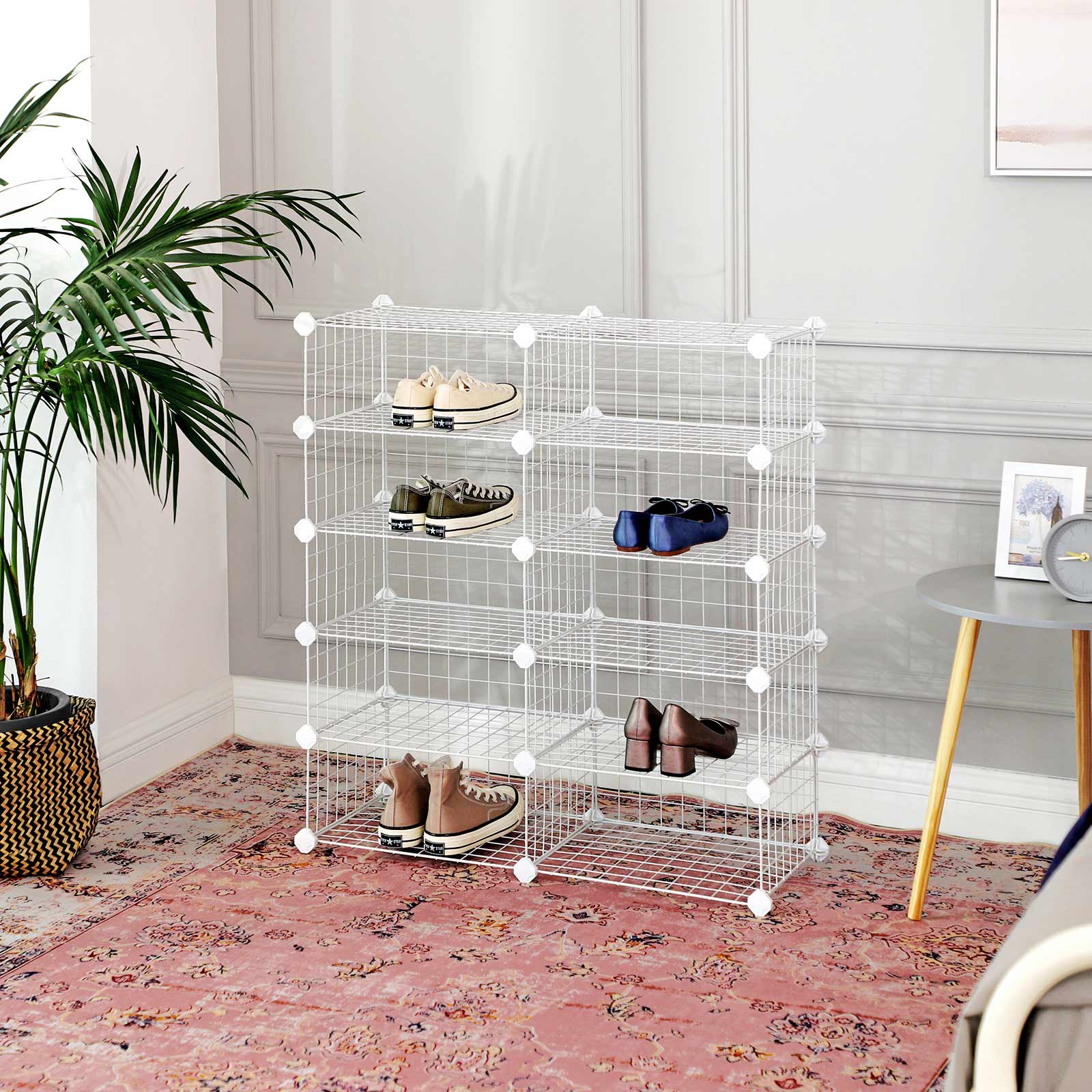 Shoe Rack - Metal - Black - Modular DIY Interlocking Design
