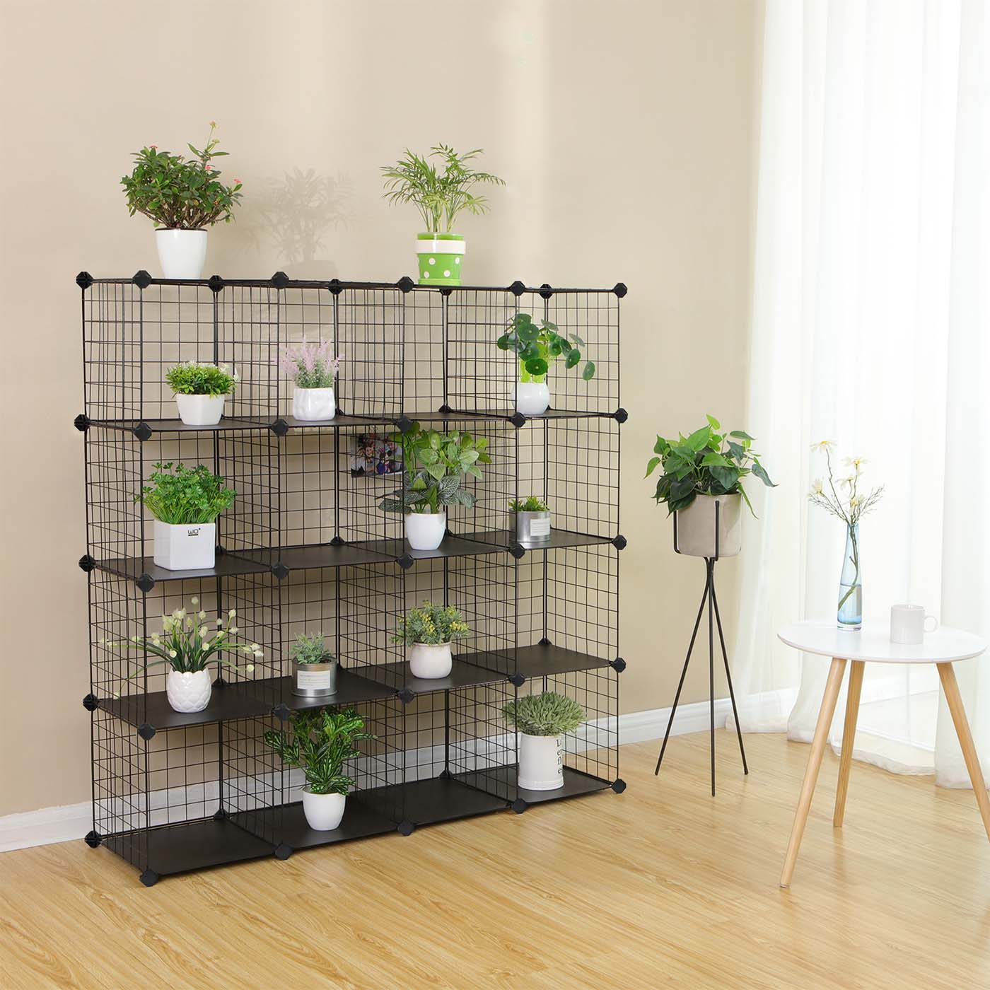 Metal Wire Cube Organizer - Metal - White - Modular Design with 16 Cubes